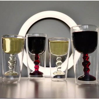 Bitossi DW Wijnglas Rood en Wit Dubbelwandig set van 2